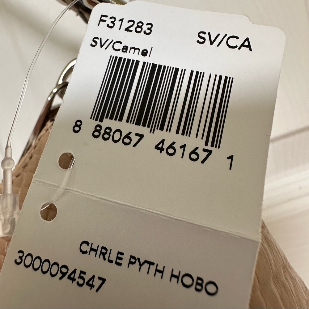 Coach Charlie Python Embossed Leather Hobo Bag Parchment Tan NWT - Picture 14 of 14